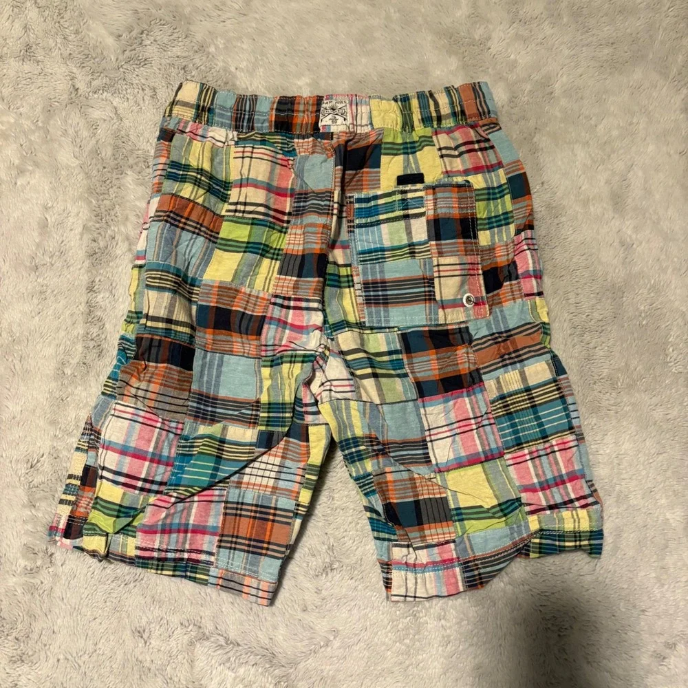 Gap Kids XL Husky Patchwork Madras PlaidSwim Trunks Multicolor Board Shorts